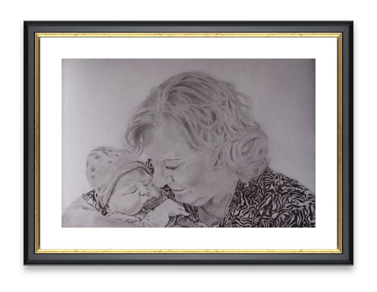 Potrait drawing of collegue Wil and her grandson Tommy